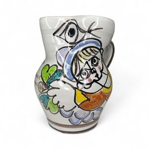 Vintage MCM Desimone Ceramic‎ Jug Italy Hand Painted Signed Pottery Sangria Eyes